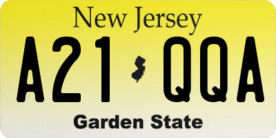 NJ license plate A21QQA