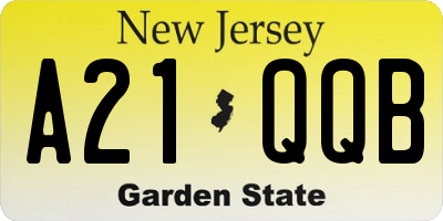 NJ license plate A21QQB