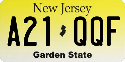 NJ license plate A21QQF