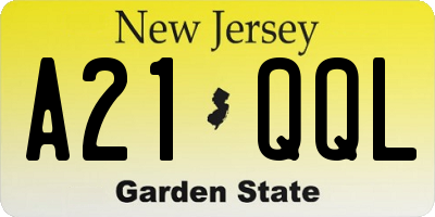 NJ license plate A21QQL