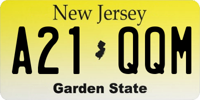 NJ license plate A21QQM