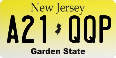 NJ license plate A21QQP