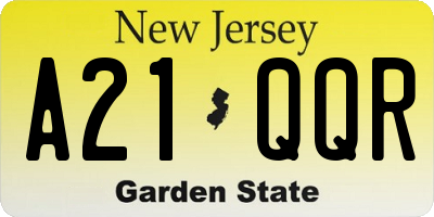 NJ license plate A21QQR