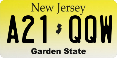 NJ license plate A21QQW