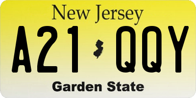NJ license plate A21QQY