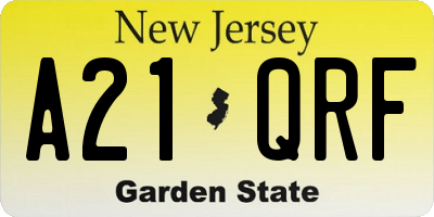 NJ license plate A21QRF