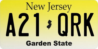 NJ license plate A21QRK