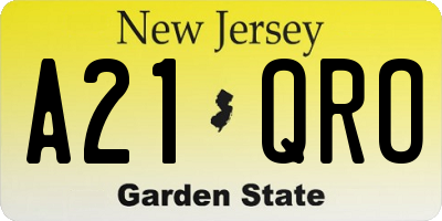 NJ license plate A21QRO