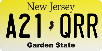 NJ license plate A21QRR