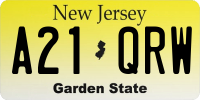 NJ license plate A21QRW