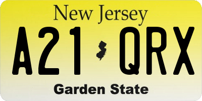 NJ license plate A21QRX