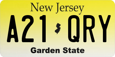 NJ license plate A21QRY