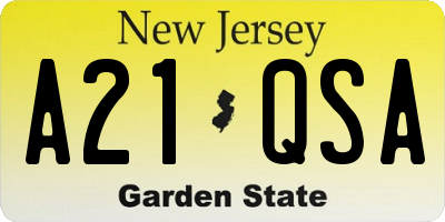 NJ license plate A21QSA