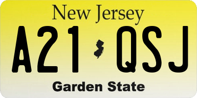 NJ license plate A21QSJ