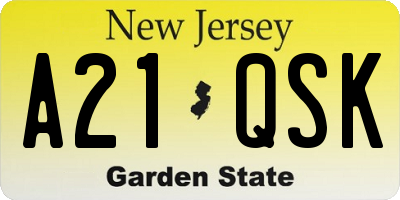 NJ license plate A21QSK