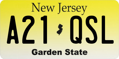 NJ license plate A21QSL