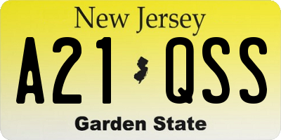 NJ license plate A21QSS