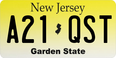 NJ license plate A21QST