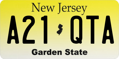 NJ license plate A21QTA