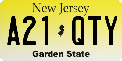 NJ license plate A21QTY