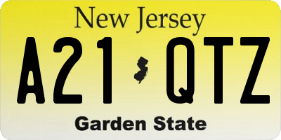 NJ license plate A21QTZ