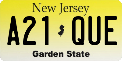 NJ license plate A21QUE