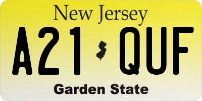 NJ license plate A21QUF