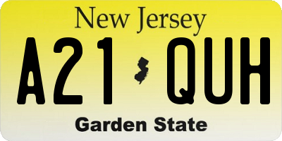 NJ license plate A21QUH
