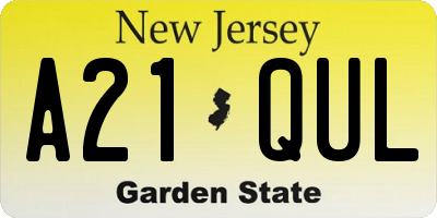 NJ license plate A21QUL