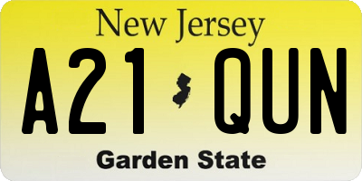 NJ license plate A21QUN