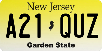 NJ license plate A21QUZ