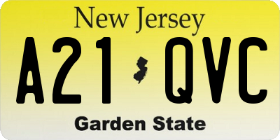 NJ license plate A21QVC