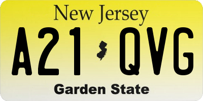 NJ license plate A21QVG