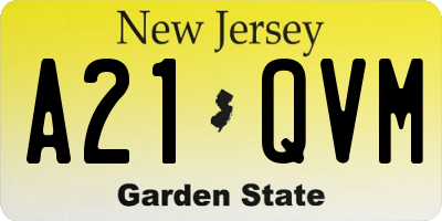NJ license plate A21QVM