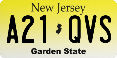 NJ license plate A21QVS