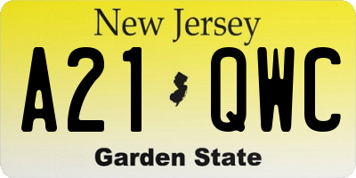 NJ license plate A21QWC