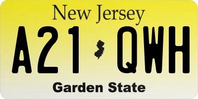 NJ license plate A21QWH