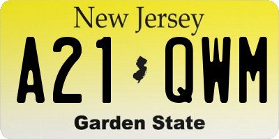 NJ license plate A21QWM