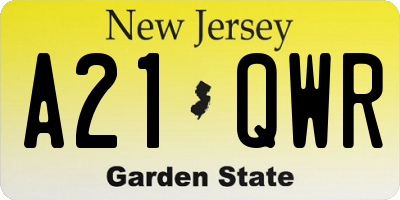 NJ license plate A21QWR
