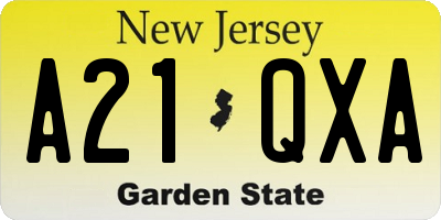 NJ license plate A21QXA
