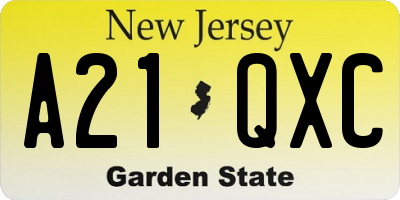 NJ license plate A21QXC