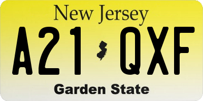 NJ license plate A21QXF