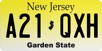 NJ license plate A21QXH