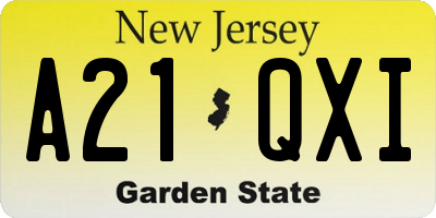 NJ license plate A21QXI