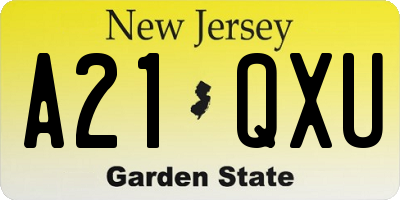 NJ license plate A21QXU