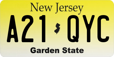 NJ license plate A21QYC
