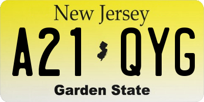 NJ license plate A21QYG