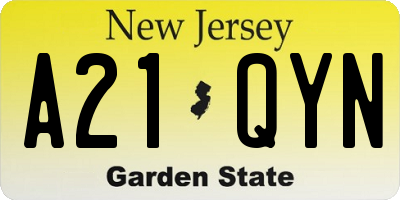 NJ license plate A21QYN