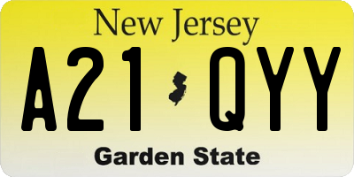 NJ license plate A21QYY