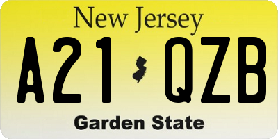 NJ license plate A21QZB